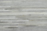 Silver And Ivory Handmade 5x8 Genuine Leather Area Rug
