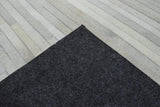Silver And Ivory Handmade 5x8 Genuine Leather Area Rug