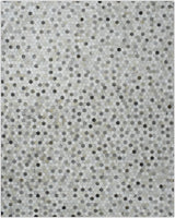Silver And Ivory Handmade Genuine Leather Area Rug