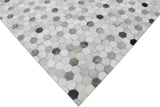 Silver And Ivory Handmade Genuine Leather Area Rug