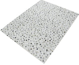 Silver And Ivory Handmade Genuine Leather Area Rug