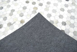 Silver And Ivory Handmade Genuine Leather Area Rug
