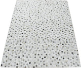 Silver And Ivory Handmade Genuine Leather Area Rug