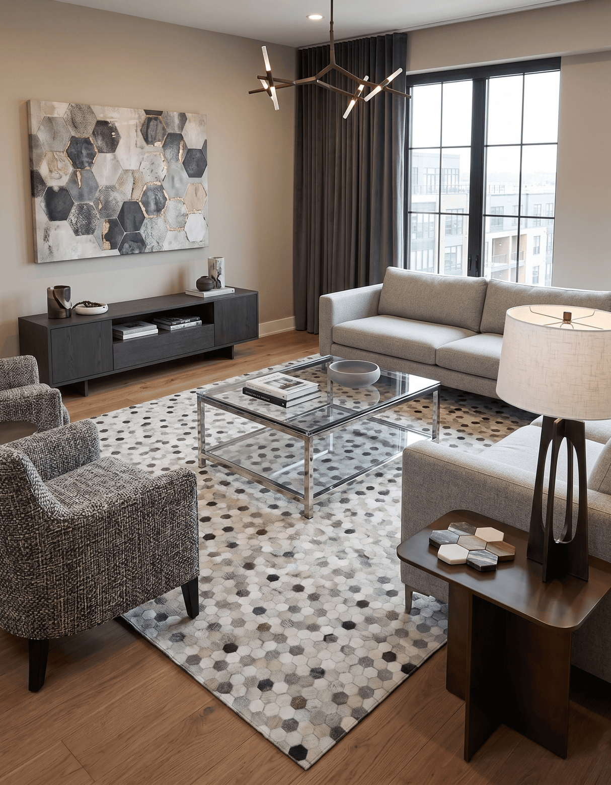 Silver And Ivory Handmade Genuine Leather Area Rug