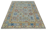 Silver and Mustard Traditional Hand Knotted Custom Made Wool Area Rug