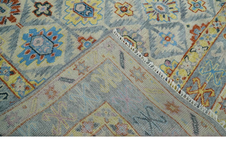 Silver and Mustard Traditional Hand Knotted Custom Made Wool Area Rug