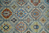 Silver and Mustard Traditional Hand Knotted Custom Made Wool Area Rug