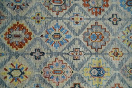 Silver and Mustard Traditional Hand Knotted Custom Made Wool Area Rug