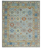 Silver and Mustard Traditional Hand Knotted Custom Made Wool Area Rug