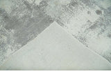 Silver, Charcoal and Ivory Modern Abstract 5x8 Hand loom viscose Area Rug