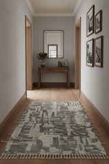 Silver, Charcoal, Beige and Tan Modern abstract Carved Texture 5x8 Hand Knotted Wool Area Rug