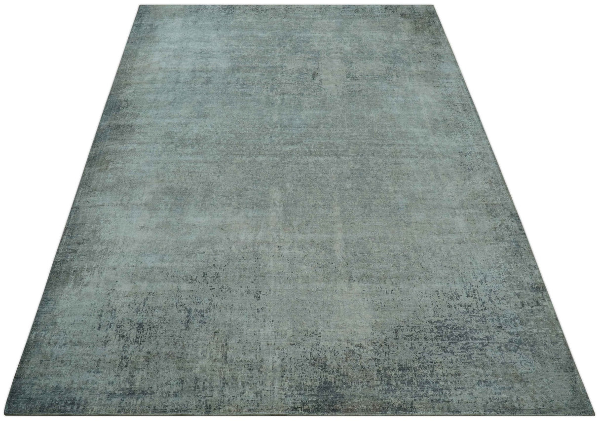 Silver design Modern Abstract Hand Knotted Bamboo Silk Area Rug