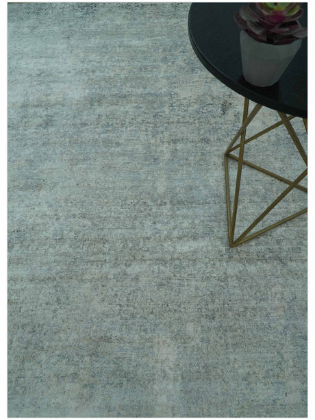 Silver design Modern Abstract Hand Knotted Bamboo Silk Area Rug