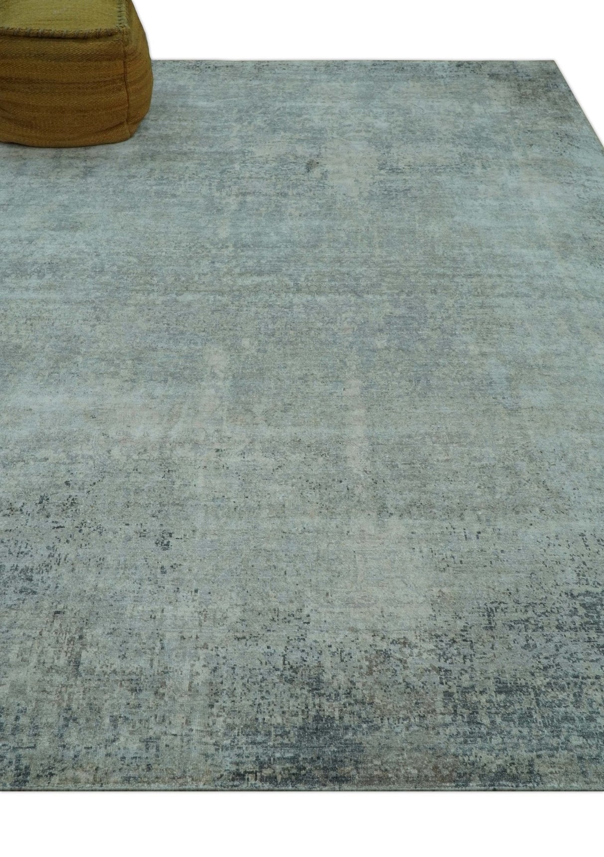 Silver design Modern Abstract Hand Knotted Bamboo Silk Area Rug
