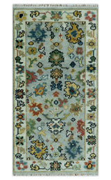 Silver, Ivory and Beige vibrant Colorful Hand knotted Multi Size Traditional Oushak wool Rug