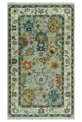 Silver, Ivory and Beige vibrant Colorful Hand knotted Multi Size Traditional Oushak wool Rug