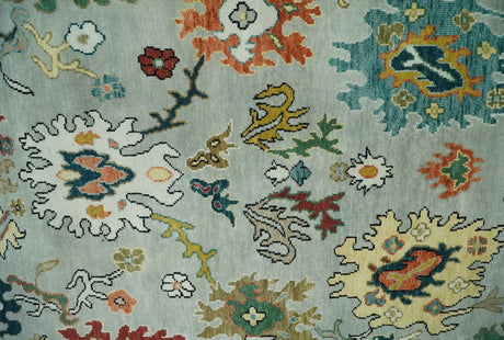 Silver, Ivory and Beige vibrant Colorful Hand knotted Multi Size Traditional Oushak wool Rug