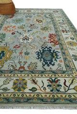 Silver, Ivory and Beige vibrant Colorful Hand knotted Multi Size Traditional Oushak wool Rug