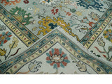 Silver, Ivory and Beige vibrant Colorful Hand knotted Multi Size Traditional Oushak wool Rug