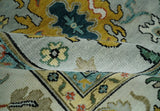 Silver, Ivory and Beige vibrant Colorful Hand knotted Multi Size Traditional Oushak wool Rug
