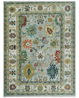 Silver, Ivory and Beige vibrant Colorful Hand knotted Multi Size Traditional Oushak wool Rug