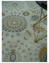 Silver, Olive and Gray Floral Herati Medallion Hand knotted Custom Made wool Area Rug