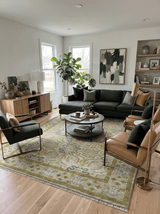 Silver, Olive and Green Traditional Floral Design Custom Made wool area rug