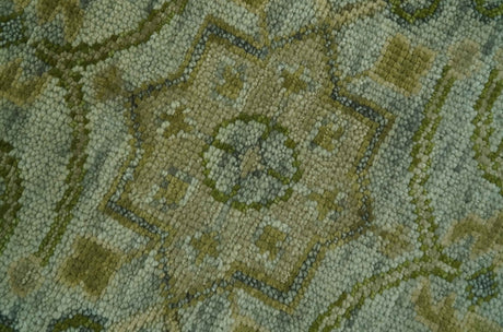 Silver, Olive and Green Traditional Floral Design Custom Made wool area rug