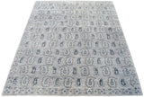 Silver Traditional Style Hand Knotted 8x10 Wool Area Rug