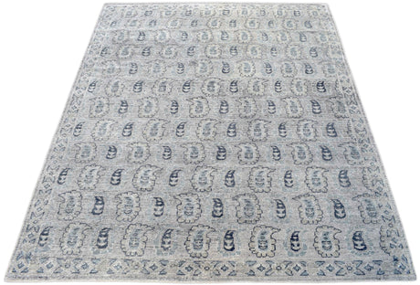 Silver Traditional Style Hand Knotted 8x10 Wool Area Rug