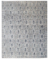 Silver Traditional Style Hand Knotted 8x10 Wool Area Rug