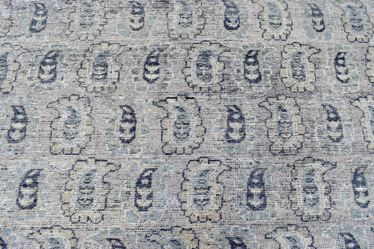 Silver Traditional Style Hand Knotted 8x10 Wool Area Rug
