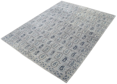 Silver Traditional Style Hand Knotted 8x10 Wool Area Rug