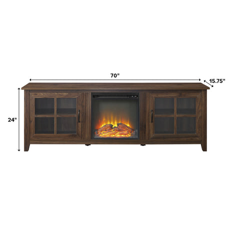 Simple Fireplace Console with Glass Doors-Fireplace-Parc Decor