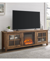 Simple Fireplace Console with Glass Doors-Fireplace-Parc Decor