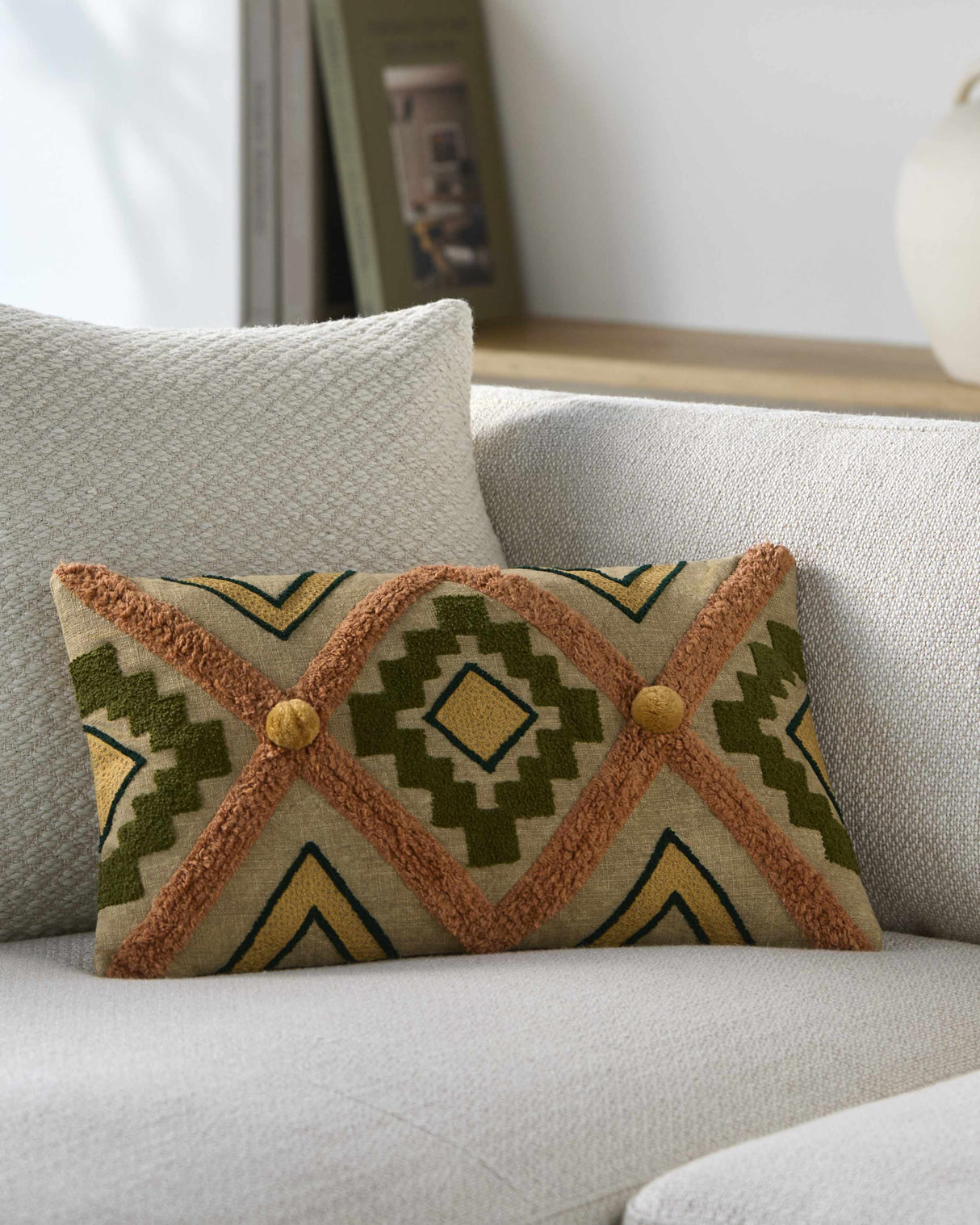 Skibbereen Boho Geometric Lumbar Pillow-Throw Pillows-Parc Decor