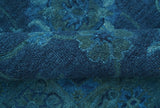 Sky Custom Made Blue Traditional Oushak Design Overdyed Wool Rug