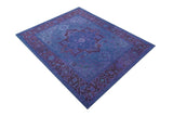Sky Traditional Design Purple Hand Tufted Overdyed Wool Rug