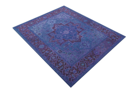 Sky Traditional Design Purple Hand Tufted Overdyed Wool Rug