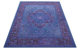 Sky Traditional Design Purple Hand Tufted Overdyed Wool Rug
