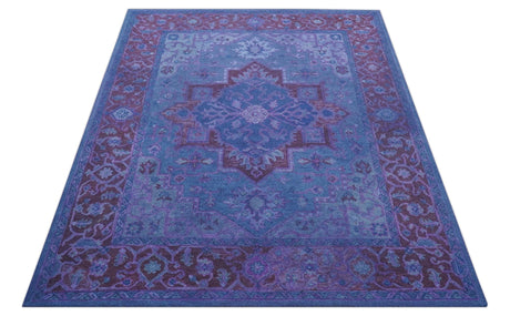 Sky Traditional Design Purple Hand Tufted Overdyed Wool Rug