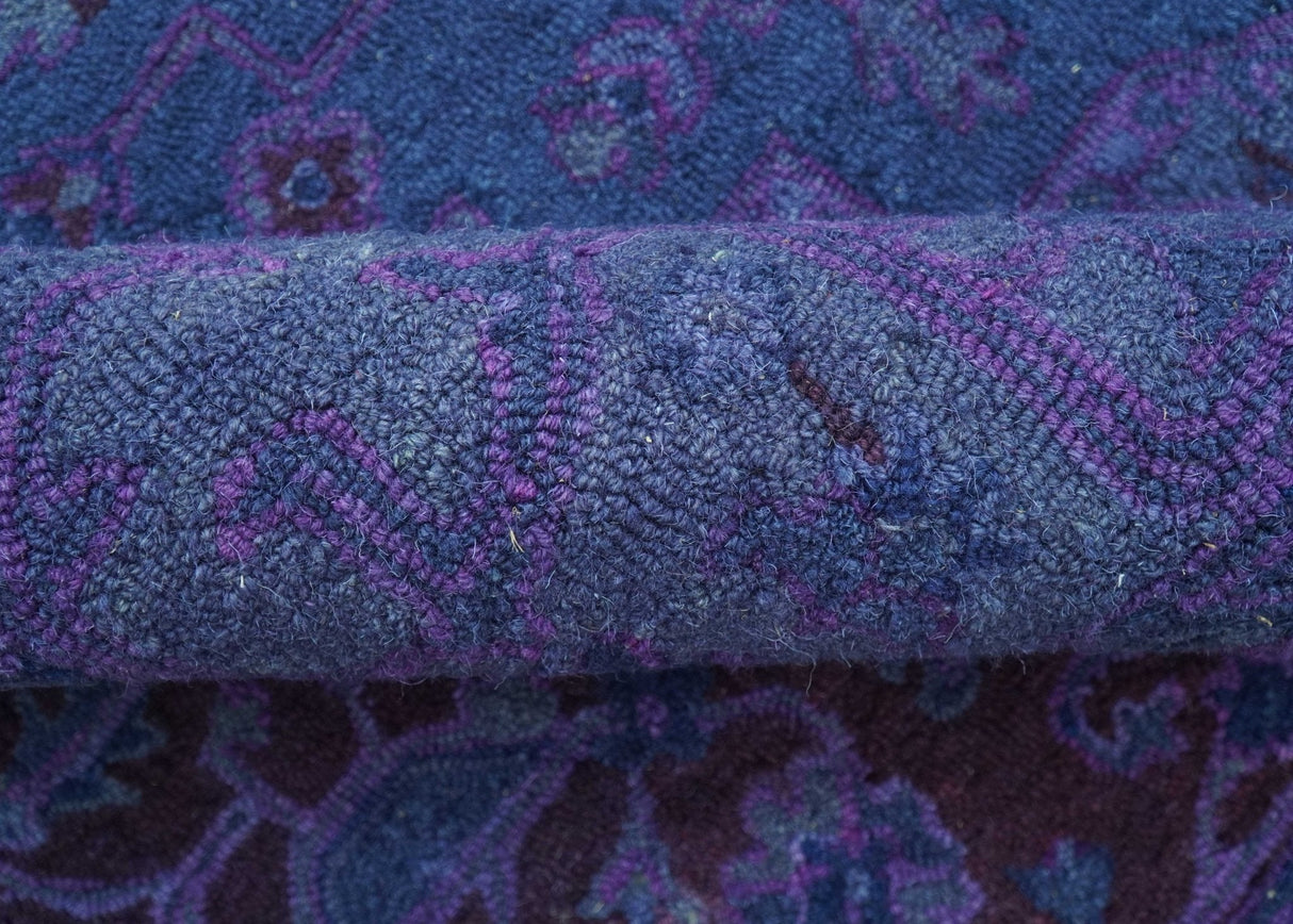 Sky Traditional Design Purple Hand Tufted Overdyed Wool Rug