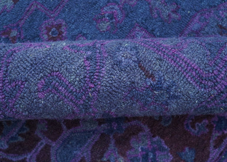 Sky Traditional Design Purple Hand Tufted Overdyed Wool Rug