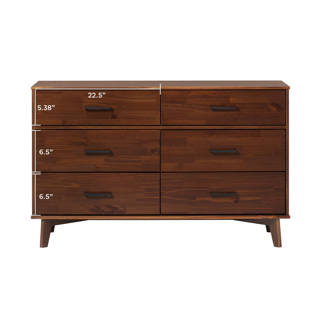 Sloane 6-Drawer Modern Solid Wood Dresser with Metal Handles-Bedroom-Parc Decor