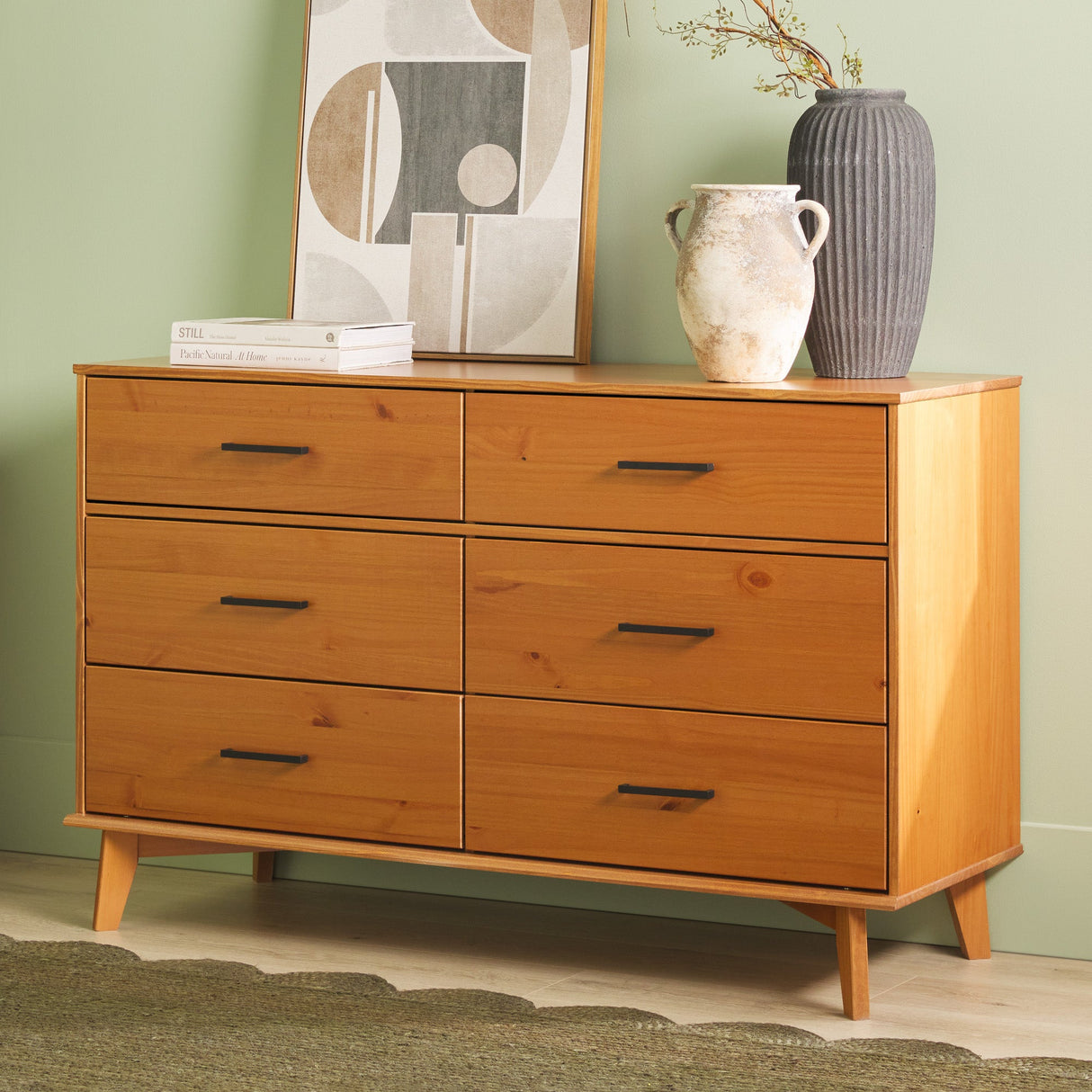 Sloane 6-Drawer Modern Solid Wood Dresser with Metal Handles-Bedroom-Parc Decor