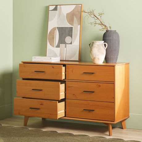 Sloane 6-Drawer Modern Solid Wood Dresser with Metal Handles-Bedroom-Parc Decor
