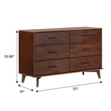 Sloane 6-Drawer Modern Solid Wood Dresser with Metal Handles-Bedroom-Parc Decor
