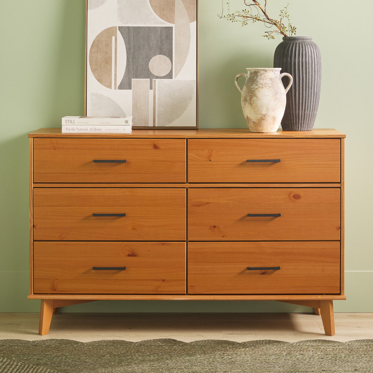 Sloane 6-Drawer Modern Solid Wood Dresser with Metal Handles-Bedroom-Parc Decor