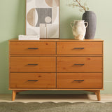 Sloane 6-Drawer Modern Solid Wood Dresser with Metal Handles-Bedroom-Parc Decor
