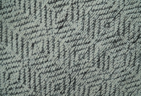 Small 2x3 Hand Knotted Ivory and Charcoal Tribal Design Wool Rug-Area Rug-Parc Decor